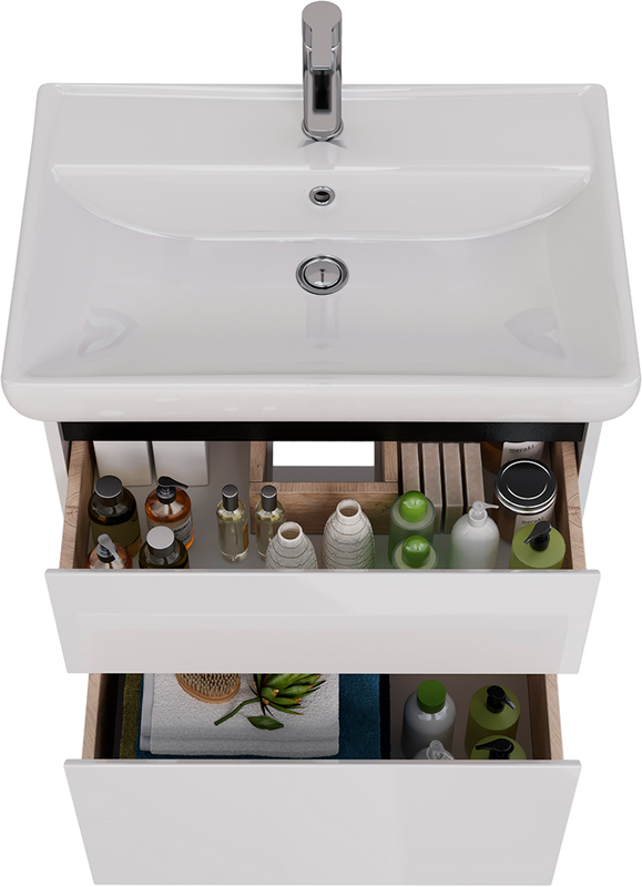 Тумба с раковиной Lemark Combi 70 черная, белая глянцевая