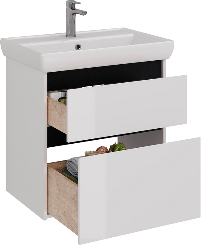 Тумба с раковиной Lemark Combi 70 черная, белая глянцевая