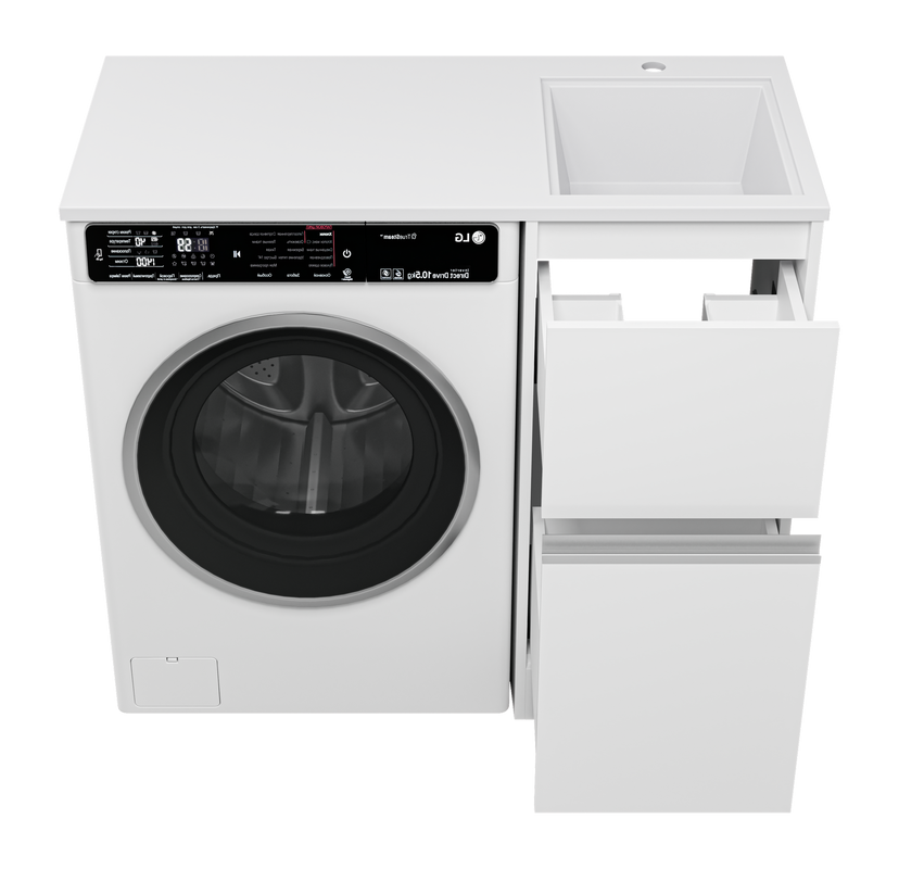 Тумба с раковиной Misty Ингрид 40 напольная, под стиральную машину, белая, правая