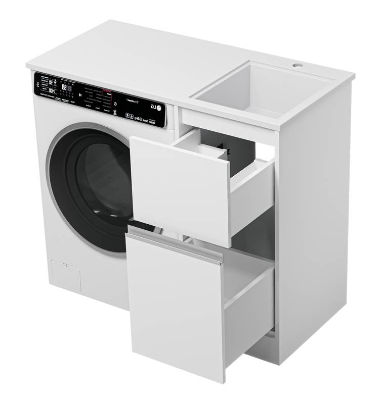 Тумба с раковиной Misty Ингрид 40 напольная, под стиральную машину, белая, правая