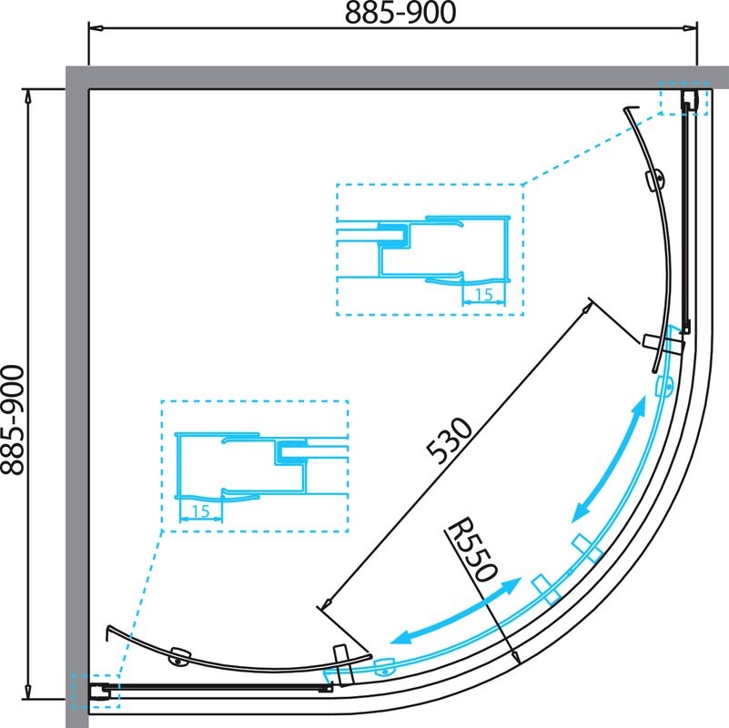 Душевой уголок BelBagno Due R-2-90-P-Cr