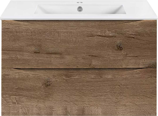 Тумба под раковину Vincea Mia Slim 80, подвесная, 2 ящика, дуб винтаж