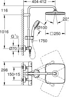 Душевая стойка Grohe Tempesta Cosmopolitan System 250 26689000 с термостатом