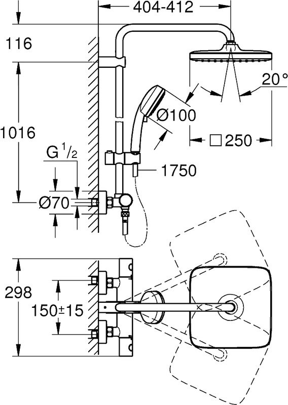 Душевая стойка Grohe Tempesta Cosmopolitan System 250 26689000 с термостатом