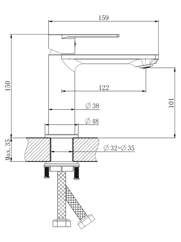 Смеситель для раковины Haiba HB10639-3 оружейная сталь