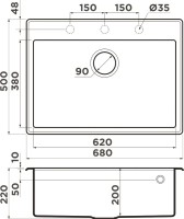 Комплект Мойка Omoikiri Tedori 68 белая + Измельчитель Nagare slim 900