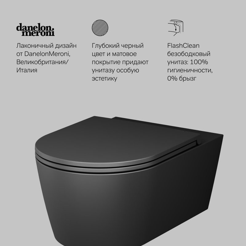 Комплект Унитаз подвесной AM.PM Func C8F1701MBSC безободковый, с микролифтом, матовый черный + Инсталляция TECE Now 9400414 4 в 1 с кнопкой смыва