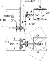 Душевая стойка Grohe Rainshower SmartActive 310 26649000 с термостатом, хром