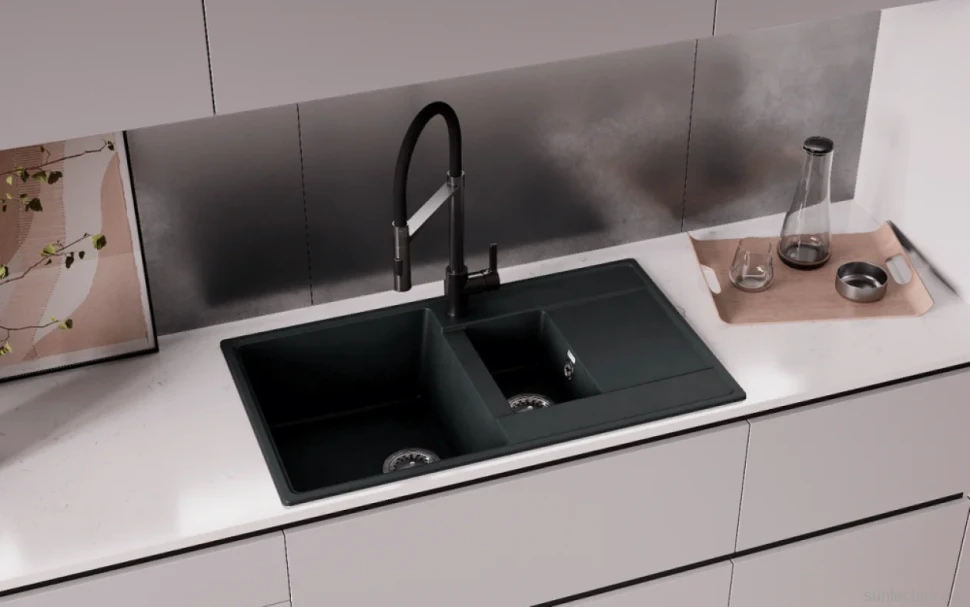 Мойка кухонная Ulgran Quartz Prima 860 уголь