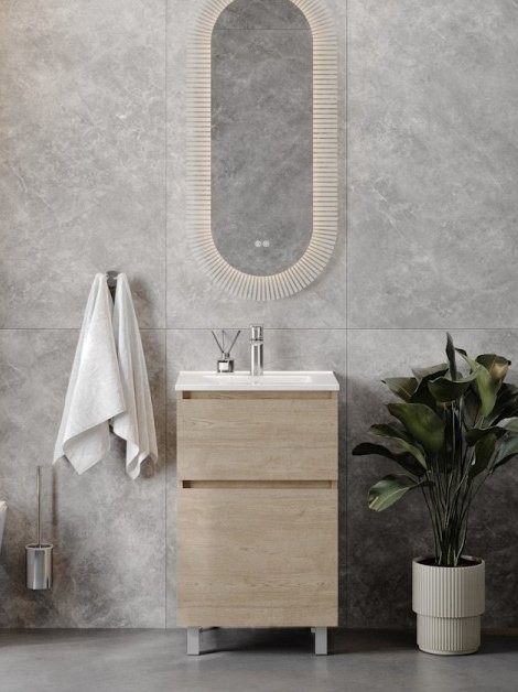 Тумба с раковиной Teymi Laina 50 напольная, светлый дуб