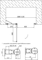 Душевая дверь в нишу Vegas Glass EP-F-1 110 07 01 L профиль матовый хром, стекло прозрачное