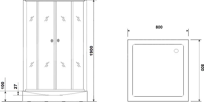 Душевая кабина Parly Frost FQ811B 80x80, с низким поддоном, профиль черный, стекло матовое