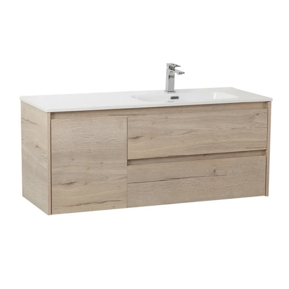 Тумба с раковиной BelBagno Kraft R, 100 2 ящика, дверца, rovere galifax bianco