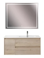 Тумба с раковиной BelBagno Kraft R, 100 2 ящика, дверца, rovere galifax bianco