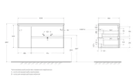 Тумба с раковиной BelBagno Kraft R, 100 2 ящика, дверца, rovere galifax bianco