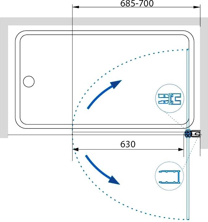 Шторка на ванну RGW Screens SC-109B 700x1500, профиль черный, стекло прозрачное