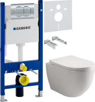Комплект Унитаз подвесной Ceramicanova Mia Rimless CN1805 + Инсталляция Geberit Duofix Delta 458.149.21.1 с кнопкой смыва, хром + Звукоизоляция