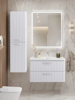 Тумба с раковиной BelBagno Due 80 ручки хром полированный, bianco lucido
