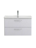 Тумба с раковиной BelBagno Due 80 ручки хром полированный, bianco lucido
