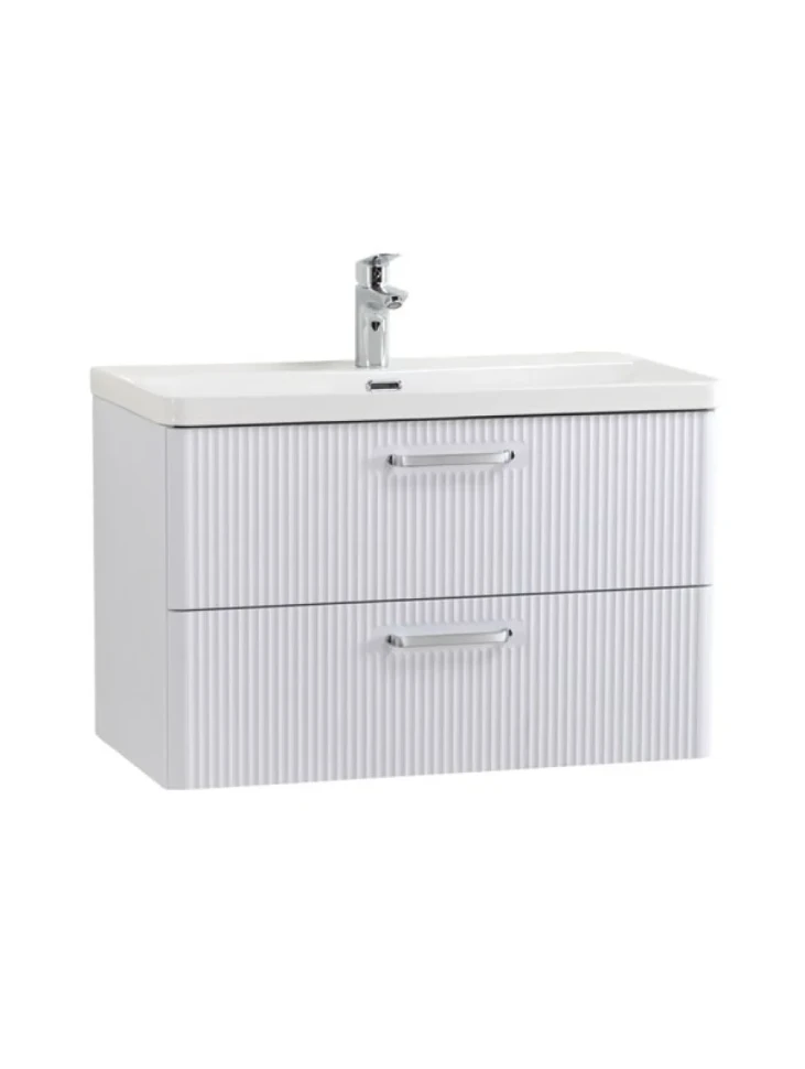 Тумба с раковиной BelBagno Due 80 ручки хром полированный, bianco lucido