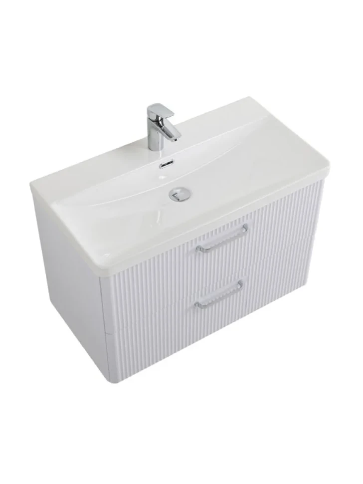 Тумба с раковиной BelBagno Due 80 ручки хром полированный, bianco lucido