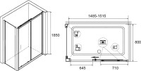 Душевой уголок RGW Classic CL-48B+80 см (148,5x151,5)x80x185 профиль черный, стекло прозрачное