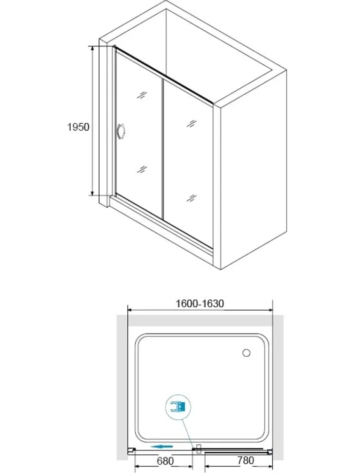 Душевой уголок RGW Passage PA-016+70 см (160-163)x70x195 профиль хром, стекло прозрачное