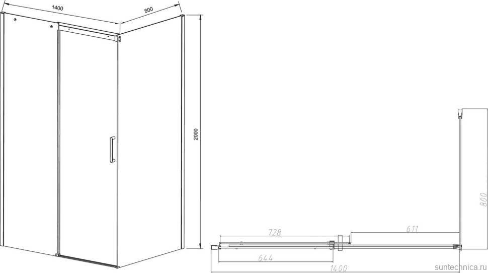 Душевой уголок Vincea Dice VSR-4D8014CL 140х80 см, профиль хром
