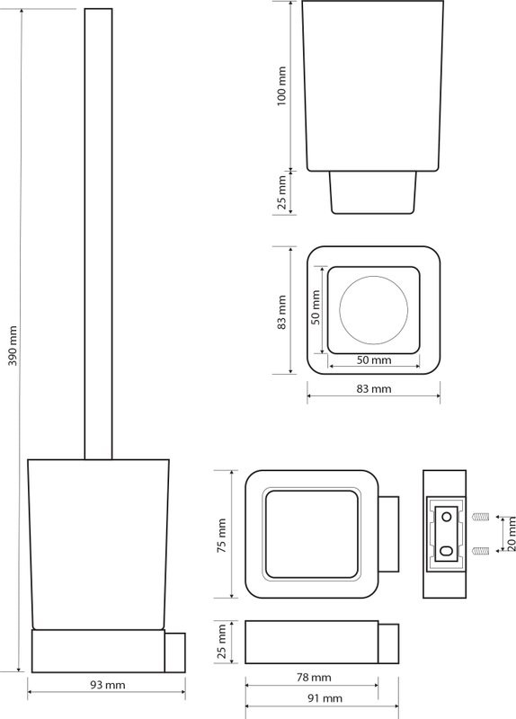 Набор Держатель Bemeta Solo 139112012 + Ершик 139113142