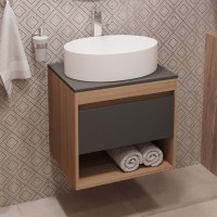 Тумба с раковиной Teymi Ritta 55 дуб эврика, матовый графит, раковина Lori 50