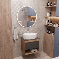 Тумба с раковиной Teymi Ritta 55 дуб эврика, матовый графит, раковина Lori 50