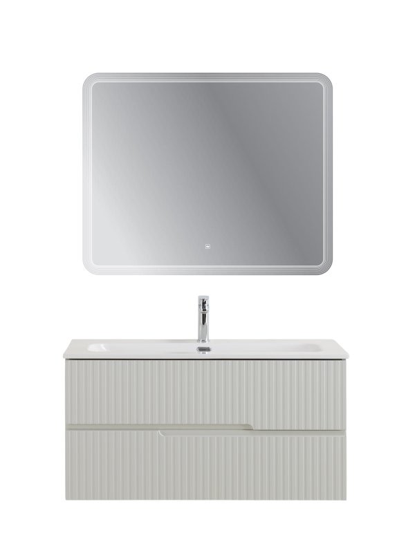 Мебель для ванной комнаты Cezares Duet-n 100 подвесная, 2 ящика, жемчужная серая