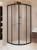 Душевой уголок Parly ZF911B 90х90 см, с поддоном, профиль матовый черный, стекло матовое