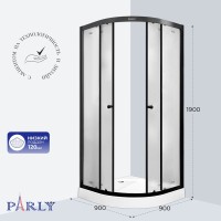 Душевой уголок Parly ZF911B 90х90 см, с поддоном, профиль матовый черный, стекло матовое