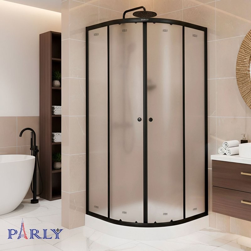 Душевой уголок Parly ZF911B 90х90 см, с поддоном, профиль матовый черный, стекло матовое