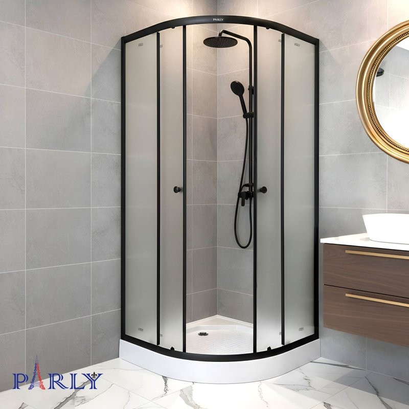 Душевой уголок Parly ZF911B 90х90 см, с поддоном, профиль матовый черный, стекло матовое