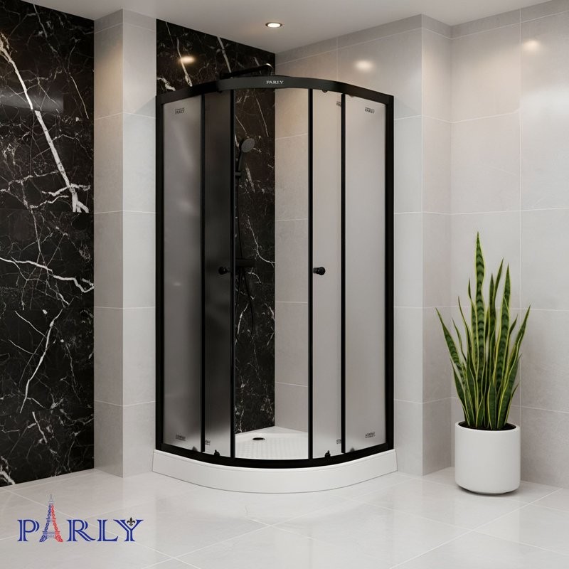 Душевой уголок Parly ZF911B 90х90 см, с поддоном, профиль матовый черный, стекло матовое