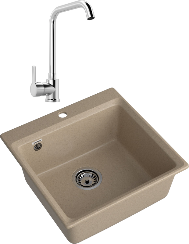 Комплект Мойка GranFest Level LV-510 песочная + Смеситель MEGA Ege MG-PL10 хром