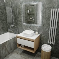 Тумба с раковиной Teymi Ritta 75 дуб эврика, матовая белая, раковина Solli 40