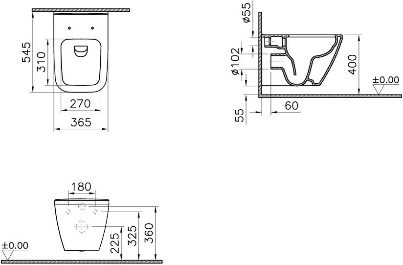 Комплект Унитаз подвесной VitrA Integra Square 7082B003-0075 + Крышка Integra Square 191-003-009 с микролифтом + Инсталляция TECE Now 9400412 4 в 1 с кнопкой смыва