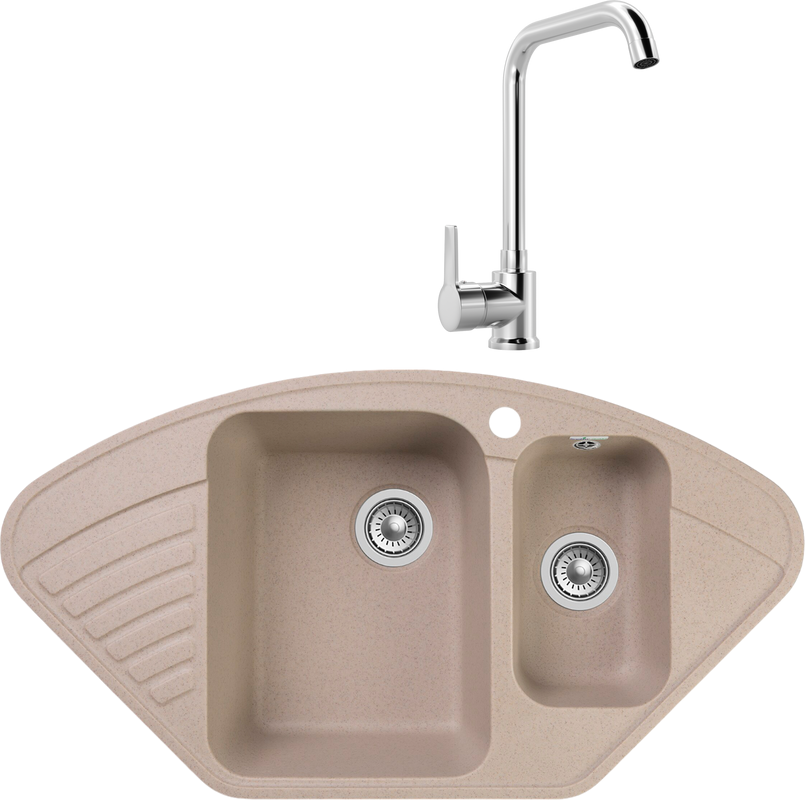 Комплект Мойка GranFest Quarz Z 14 песок + Смеситель MEGA Ege MG-PL10 хром