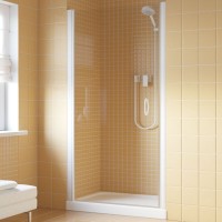 Душевая дверь в нишу Vegas Glass EP Lux 85 01 01 L профиль белый, стекло прозрачное