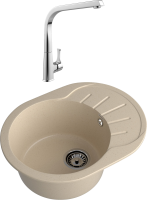 Комплект Мойка GranFest Rondo R-580L кашемир + Смеситель MEGA Mega