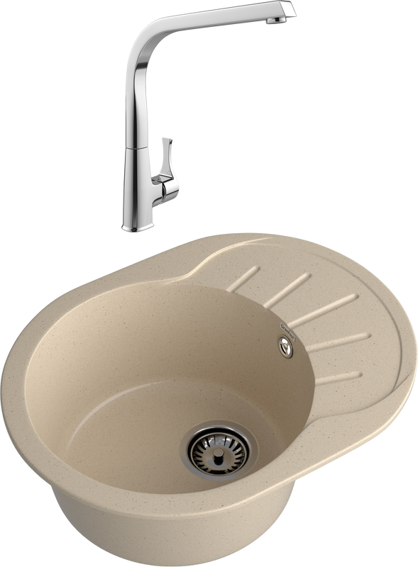 Комплект Мойка GranFest Rondo R-580L кашемир + Смеситель MEGA Mega