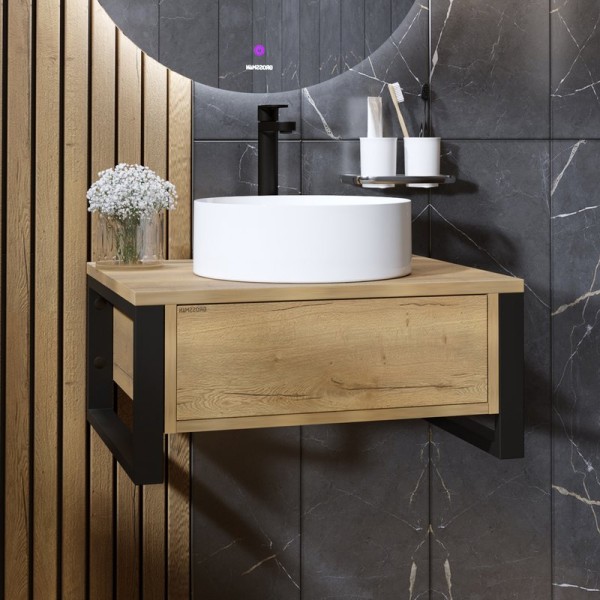 Тумба под раковину со столешницей Grossman Фарго 70 дуб галифакс