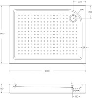 Поддон для душа BelBagno Tray 100х80 R с сифоном