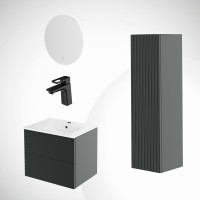 IDDIS комплект 5в1: тумба подвесная с умывальником Bild 60 см + пенал Bild подвесной + зеркало с термообогревом Bild + смеситель для умывальника Bild