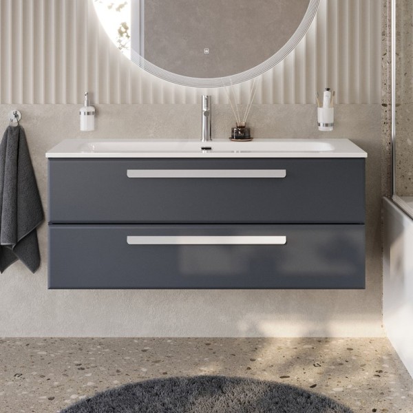 Тумба с раковиной Cezares Eco Cer-N 120 grafito, раковина Eco 120, ручки сатин