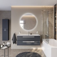 Тумба с раковиной Cezares Eco Cer-N 120 grafito, раковина Eco 120, ручки сатин