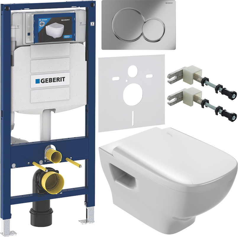 Комплект Унитаз подвесной Jacob Delafon Struktura EDE102 + Крышка E70024 с микролифтом + Инсталляция Geberit Duofix UP 320 111.300.00.5 + Кнопка Sigma 01 115.770.21.5 хром + Крепления 111.815.00.1 к стене + Звукоизоляция
